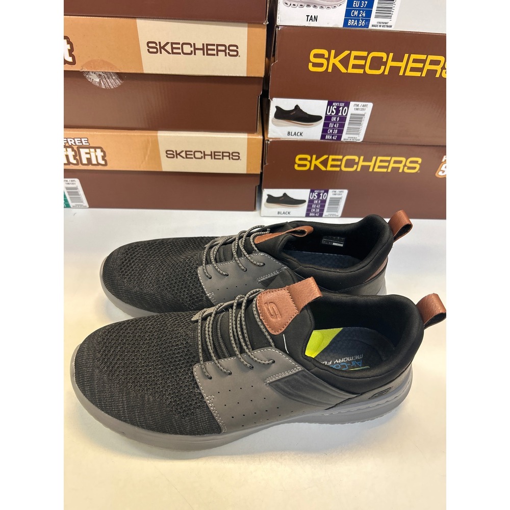 Skechers Classic Fit Sneakers Mens 12 Black Grey Tan Air Cooled Memory Foam